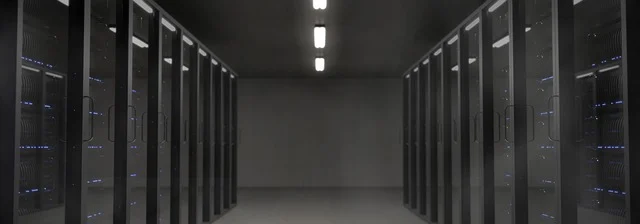 A server room with rows of rack cabinets