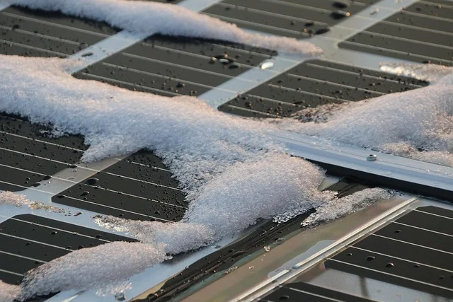 Snow and ice on solar panels