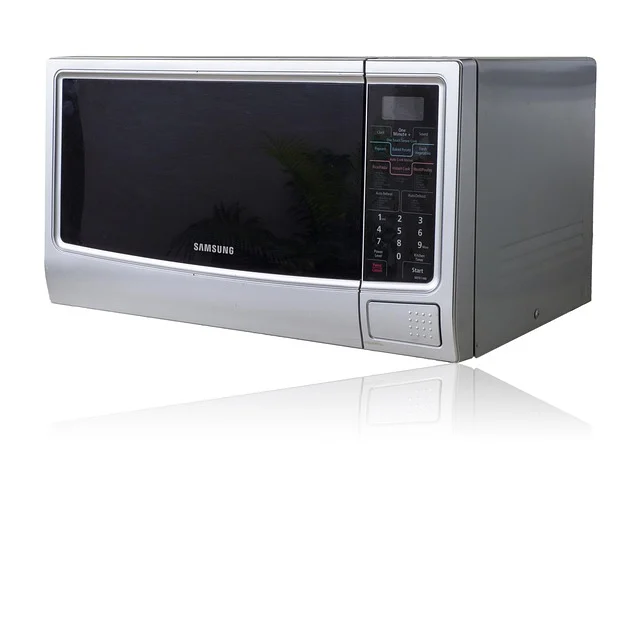 How long will a 100ah battery last: A silver and black Samsung microwave oven.