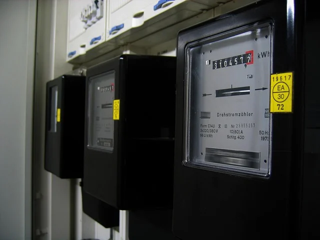 Solar panels germany: Old German electricity meters measuring kWh