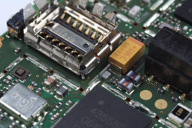 Close-up of a circuit board with various electronic components.